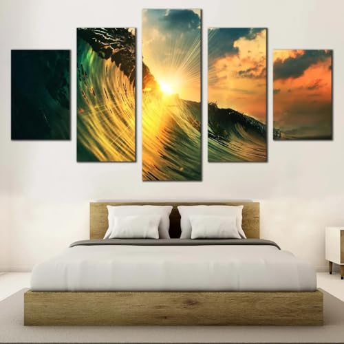 Impression sur toile vagues océan pour une chambre parentale zen