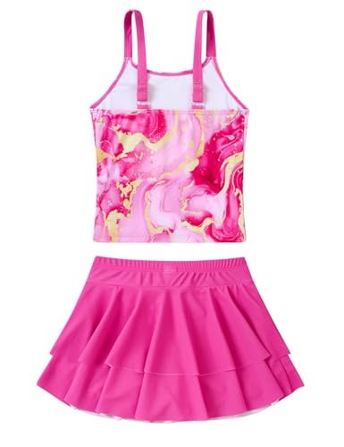 Image of ALISISTER Girls Tankini Swimsuit Two Piece Bathing Suits Summer Beach Swimwear with Shorts for 7-12 Years