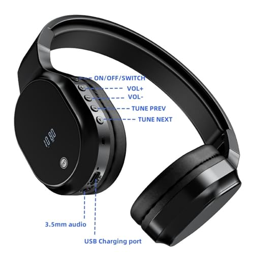Casque radio FM avec écran LED facile à utiliser et prise 3,5mm