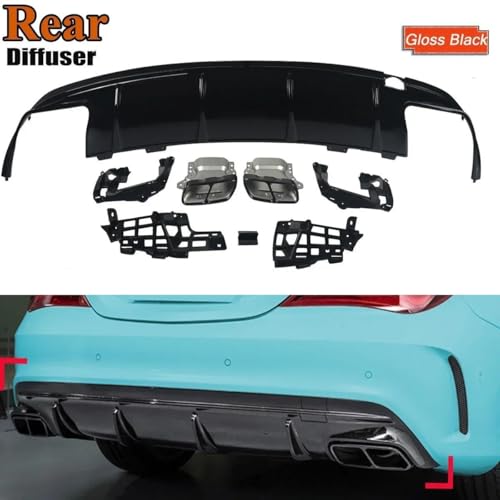 Difusor trasero para parachoques Benz CLA W117 C117 de 2012 a 2018 con colas de escape 2