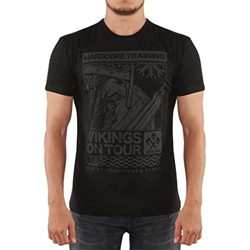 T-Shirt Hardcore Training Vikings Homme Noir Workout Course Fitness