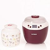 Oursson FE2103D/DC Joghurtbereiter mit 1 Keramik Behälter von 1.8 ml, Timer, 20 W, digitale Anzeige, dunkelrot