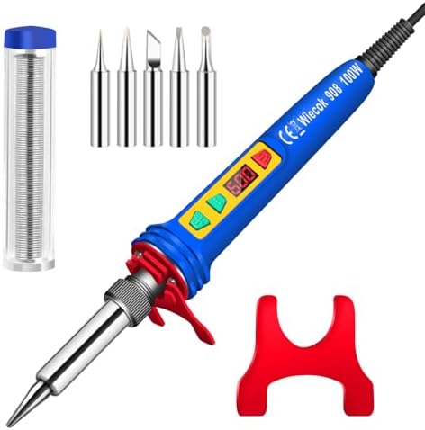 Bild 8 - Lötkolben Set 100W LCD, Soldering Iron mit Einstellbar Temperatur 200-600°C Lötkolben mit Ein/Aus Schalter, 15g Lötdraht, 5 Lötspitzen, Lötset für Elektrische Arbeiten-Schwarze
