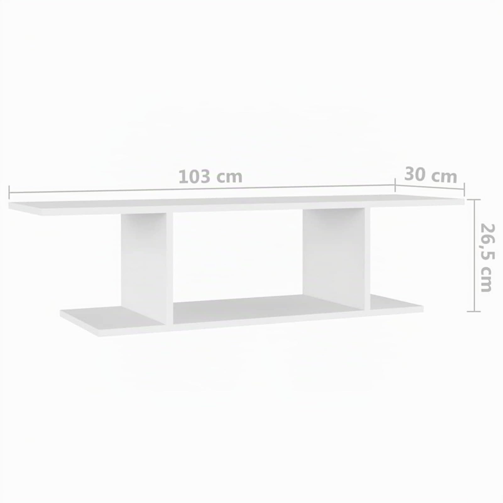 Mobile Porta TV a Parete, Scomparto Aperto per Lettore DVD e Telecomandi, 103x30x26,5 cm, in Legno Multistrato, Bianco, per Salotto