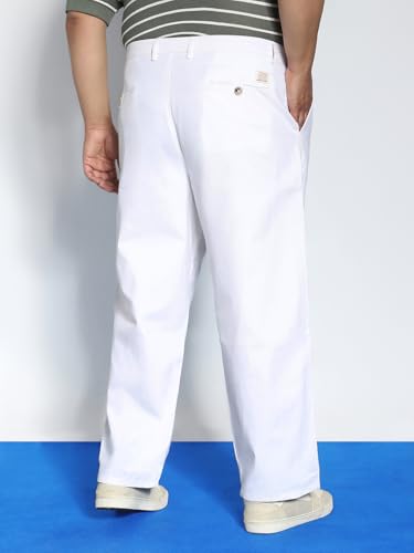 Image of Urbano Plus Men's Loose Mid Rise Baggy Fit Solid Chino Trousers Non-Stretchable