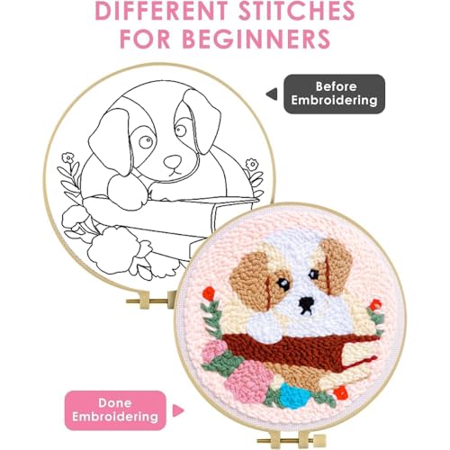 Image of TCDZMYGS Punch Needle Kit for Beginners Adults-Book Dog,with Video Tutorial