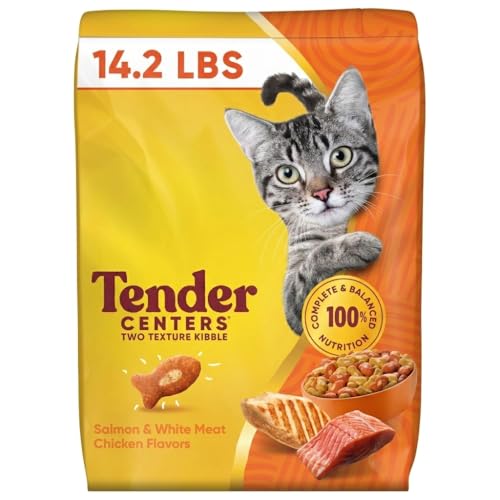Tender Centers Salmon & White Meat Chicken Flavors, Dry Cat Food, 14.2 Lb. Bag -Two Texture Kibble With A Meaty Center Surrounded By A Crunchy Outer Layer , Produced From Globally Sourced Ingredients
