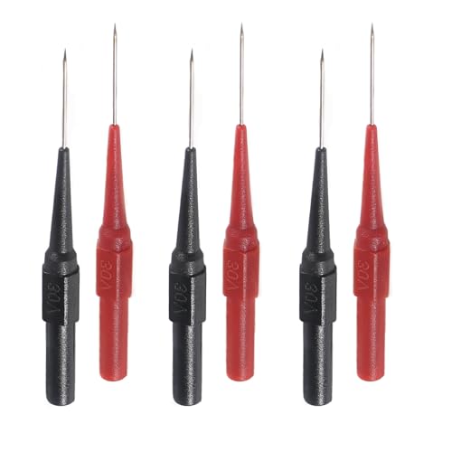 DIANN 3 Pairs 6pcs Multimeter Test Leads Extention Back Probes Sharp Needle Micro Pin Stainless Steel Tipped Tip for Banana Socket Tester (Style B)