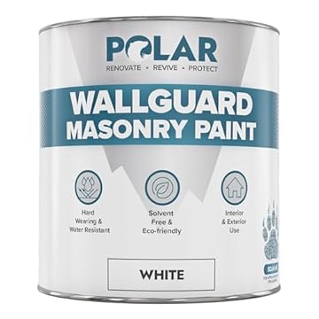 Polar Wallguard White Masonry Paint Exterior - 1 Litre | Waterproof Coating for Brick, Concrete, Stone, Pebbledash, and Ironwork | High Durability and Superior Protection for Exterior Walls