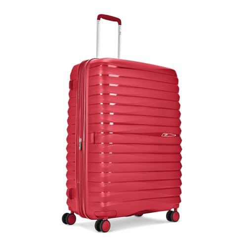 Image of Skybags Large Polypropylene Float Max Check-in Trolley Bag -, 76cms | Premium Hard-Sided Luggage for Travel with Smooth 8 Wheels Double Spinner & Flushed TSA Lock - Red