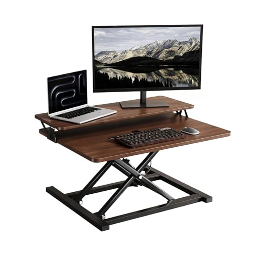 BJPQD スタンディングデスク 昇降デスク 作業台 standing desk 卓上 11?50cm 高さ調整 小さめ 高さ自由選択 二層収納 X字型ベース 高密度ボード 強力な耐荷重 交互立ち ガススプリングアシスト 無限昇降 湾曲カーブ 丸い角 滑り