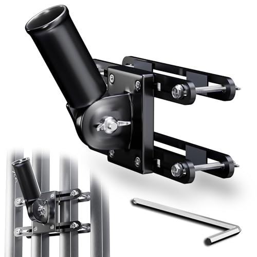 EFEALL Flag Pole Holder for Outside House No Drilling Adjustable Flag Holder for Porch & Fence Rail Sturdy and Rust Proof Flag Pole Mount Heavy Duty Flag Pole Bracket for 1 Flagpole