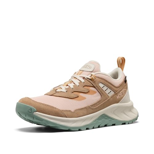 KEEN Women's Hightrail Low Height Durable Lightweight Breathable Leather Waterproof Hiking Shoes, Cameo Rose/Oak Buff, 8.5