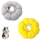 Katzen Halskrause, 2 Stück Gelb Und Grau, Weiches Und Atmungsaktives Material, Für Katzen Und Kleine Hunde, 22 X 23 cm ﻿