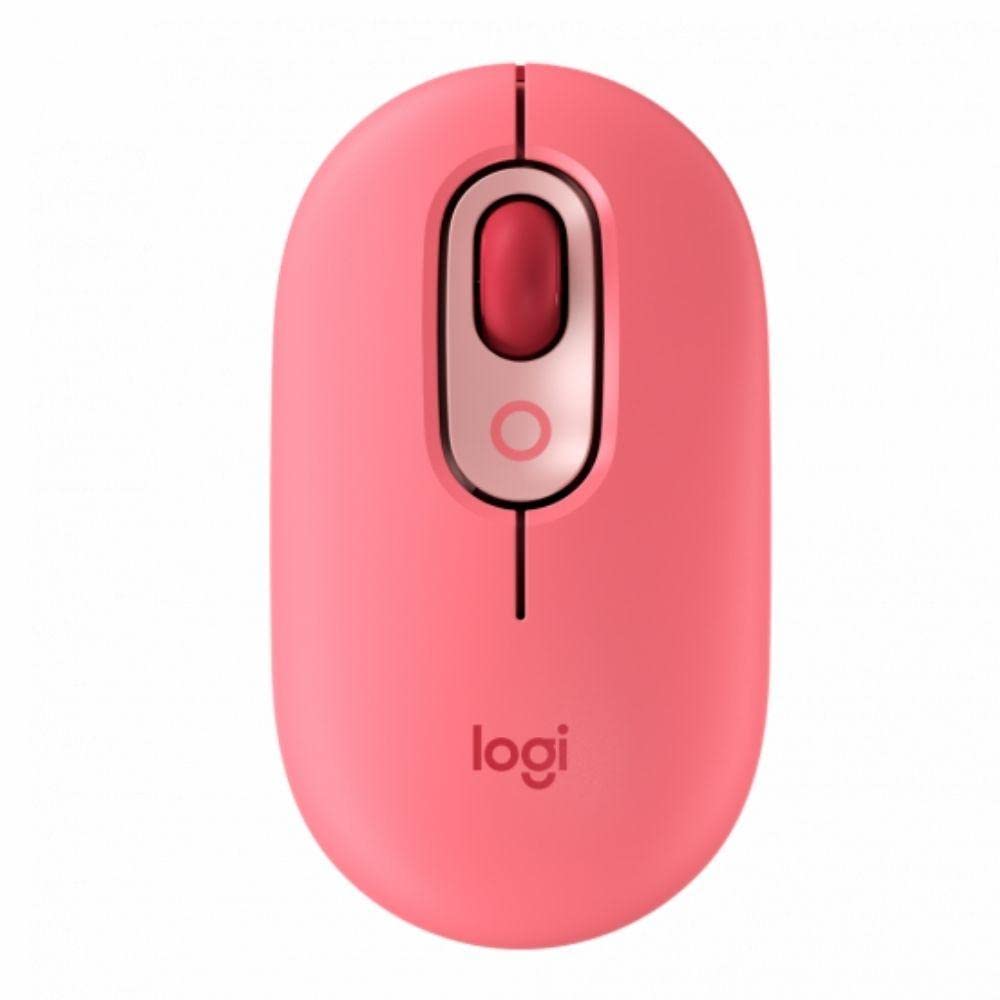 Mouse sem Fio Logitech POP com botão Emoji Customizável Tecnologia SilentTouch Precisão e Velocidade Design Compacto Conexão USB ou Bluetooth Multidispositivo - Rosa