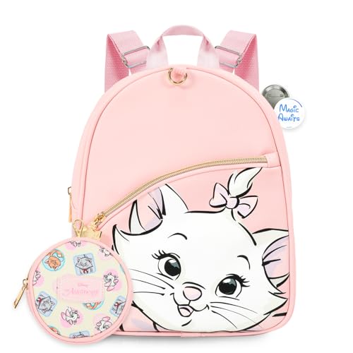 Disney Aristocats Mini Backpack - 10 Exclusive Faux Leather Small Backpack with Front Pocket and Button Bundle | Adjusts to Fit Women Teens Girls Kids