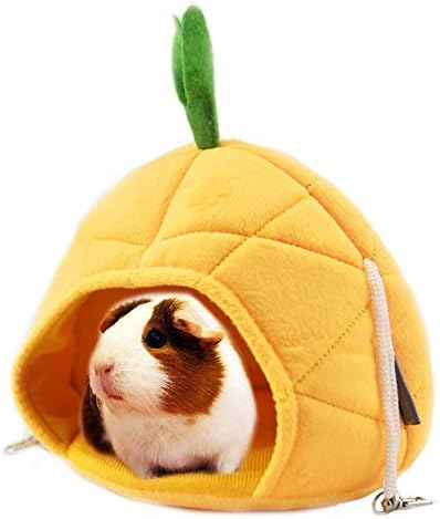 Misyue Hamster Hanging Bed Hamster House Warm Bed Cute Small Animal Pet Winter Warm Chinchilla Sugar Glider Squirrel House Cage for Healthy Sleep (Yellow)
