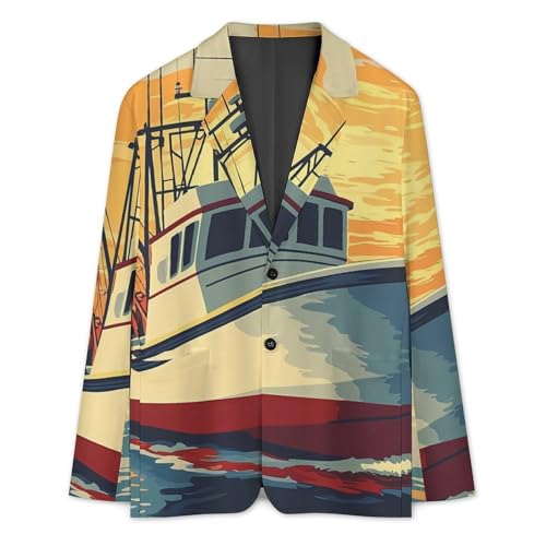 Sunset of A Yacht Classic Suits Blazer for Men Business Tuxedo Jacket Sport Coat Two Buttons3
