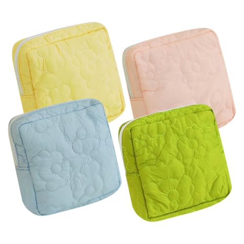 IWOWHERO Portable Sanitary Napkin Bag 4pcs Set Period Bag Tampon Pouch Lipstick Storage Pouch Coin and Card Organizer for Women