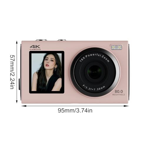 Cámara digital 4K de 80 MP con doble pantalla y enfoque automático para jóvenes 5