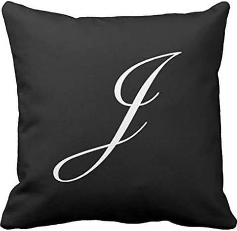 Letter J Black Monogram pillow case cover 1616