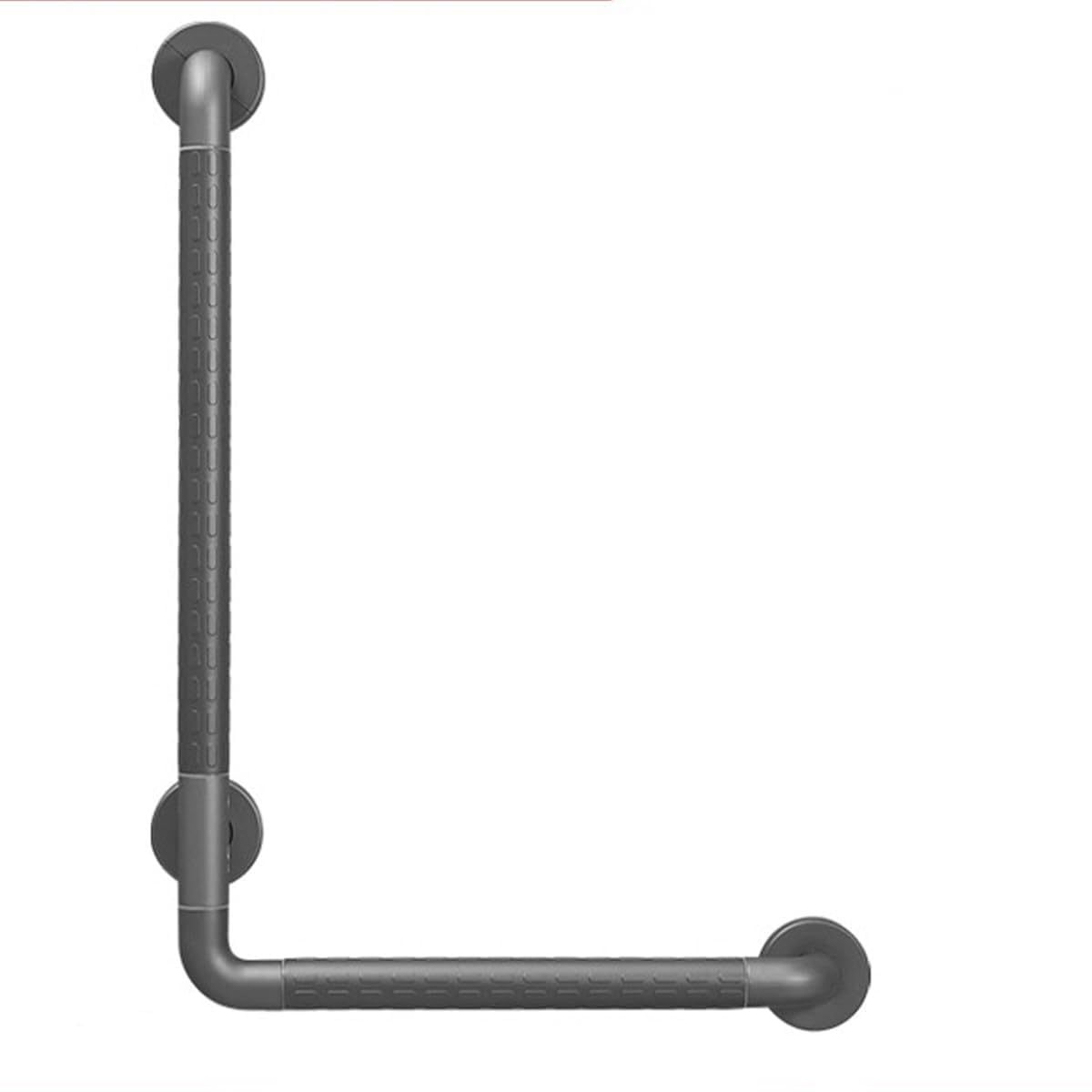 Barra de Agarre en L para Personas Mayores para la Ducha Asidero de Seguridad Antideslizante con Fluorescencia, asideros de Pared de Acero Inoxidable para WC y escaleras(Size:70cm*50cm,Color:Gris)