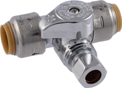 SharkBite Crimp Dual Shut Off Valve - Brass Plumbing Fitting For PEX & PE-RT Pipes