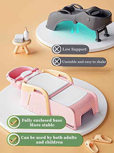 Sswwcxx Adult/Kids Hair Washing Chair,Foldable Shampoo Chair, Load Capacity 660 Lbs, Retractable Length 5.9 Feet,Pu Soft Cushion With Shampoo Basin And Waterproof Shawl,Children And Women, Pink #TOP2