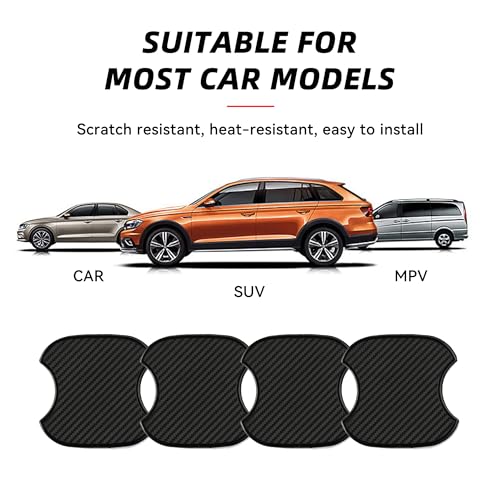 4PCS Car Door Handle Cup Scratch Protectors, TPU Carbon Fiber Door Bowl 3D Sticker, Handle Paint Cover Guard Pad, Universal Door Handle Protective Film for Most Cars (Medium-Black) - Image 6