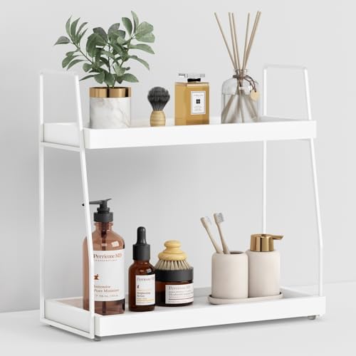 Amazon.com: Forbena White 2 Tier Bathroom Organizer Countertop, Counter ...