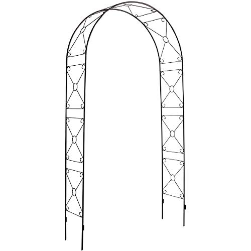 DOEWORKS Garden Arch, Rose Arbor with Sharp Ends for Various Climbing Plant, Outdoor Garden Lawn Backyard, Weeding, Black, 3' 11''Wide x 7'10''High