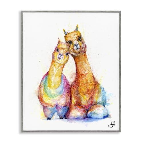 'Smiling Alpacas Rainbow Animals'| Framed Giclee Art