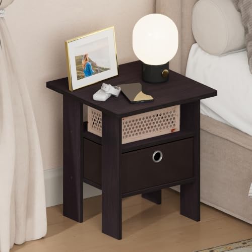 Furinno TIDUR 3-Tier Night Stand, Nightstand with Storage Bin, Dark Walnut by Furinno - Used condition - US$27.38