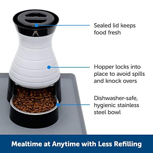 Petsafe Healthy Pet Food & Water Station - Dog & Cat Food & Water Dispenser - Stainless Steel Bowl Resists Corrosion & Stands Up To Frequent Use - Small, 2 Lb Kibble Capacity - Easy To Fill & Clean #TOP1
