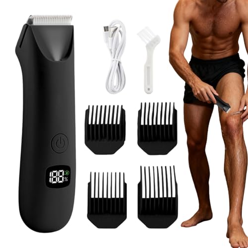 Afeitadora De Aseo Corporal Para Hombres - Aparato De Aseo Personal Eléctrico Con Pantalla Digital | Cortacésped De Pelo Púbico Para Hombres,Para Áreas Íntimas Pubis Axilas Pecho Brazo