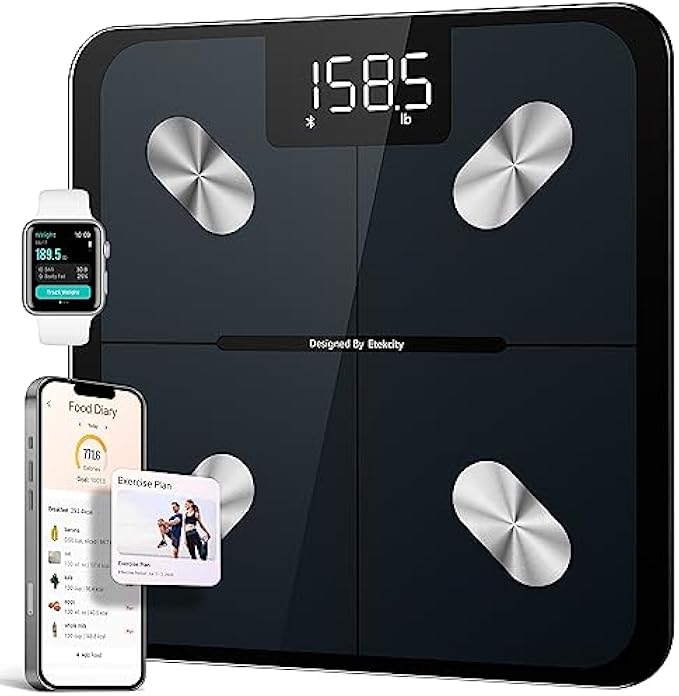 Etekcity Scale for Body Weight and Fat Percentage, Smart Accurate Digital Bathroom Body Composition Bluetooth Weighing Machine for People's BMI, Million-User App Offers Diet & Exercise Plan, 400lb