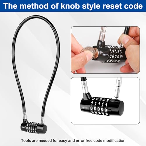 Image of Cable Locks with Combination,Steel Cable Rope Wire 5-Digit Combination Lock with Resettable Code for Bikes, Lockers, File Cabinets, Wardrobes, Small Fences,gate Lock, Pool Padlock.