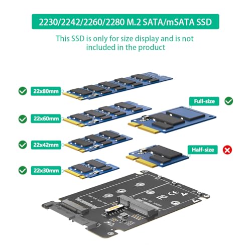 Adaptador 2 en 1 M.2 NGFF & MSATA a SATA3 2.5 con caja plástica miniatura 4
