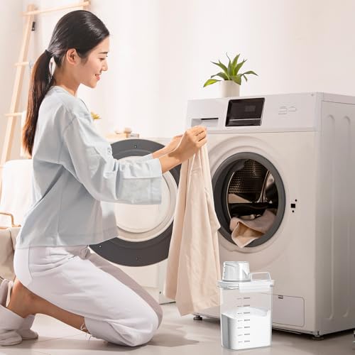 FORYNXHWIN 1800ML Luftdichter Waschmittelspender mit Messbecher, Waschpulver Aufbewahrungsbox, Waschpulverspender, Waschmittelbox Vorratsbehälter für Waschmittel Waschpulver – Bild 7