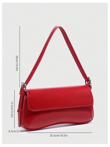 Image of Verdusa Women's Y2K Trendy Purse Boho Bags Faux Oiled Leather Tote Handbag Flap Underarm Shoulder Bag