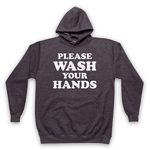 Sweat a capuche adultes gris fonce Please Wash Your Hands XS
