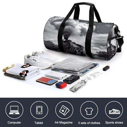 Gym Bag For Women Men Lightweight Steam Train Clouds Print Duffel Bag Personalized Travel Bags For Travel Sports4