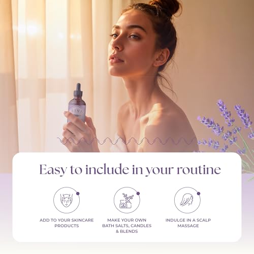 Image of SIVA Lavender Essential Oil 4 Fl Oz - For Diffuser, Skin & Hair Care - Ideal for Massage & DIY Blends - with Dropper