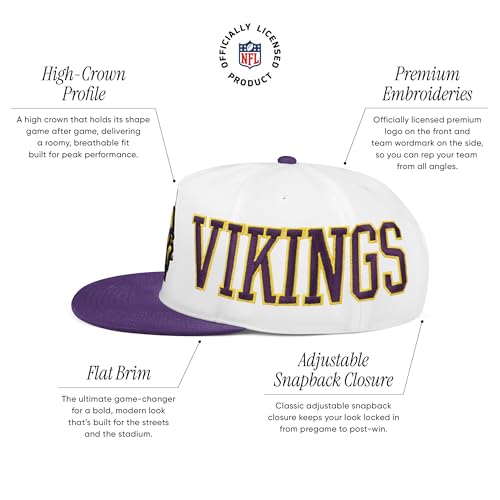 Foco Minnesota Vikings Strong Side Wrap Marquee Rf Cap - White miniatura 2