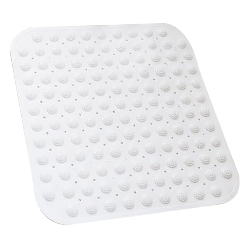 Tapis De Douche Antidérapant, 48 x 48 cm,Tapis Anti Dérapant avec Ventouses Et Trous de Drainage,Carré Tapis de Douche, Lavable en Machine, pour Personnes âgées, Blanc