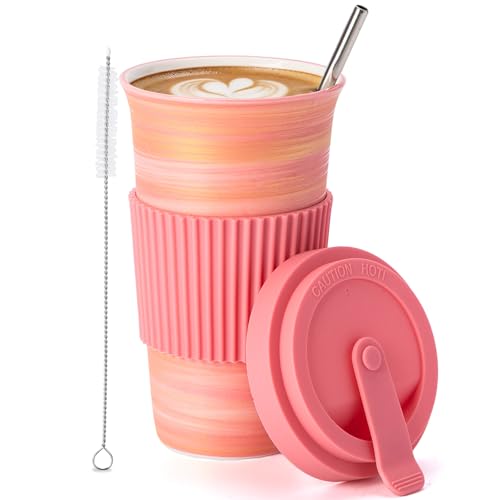 Imagen de TIANNA VALLEY Taza de viaje para café rosa