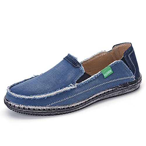 Alpargatas para hombre de lona con diseño de mocasín plano sin cordones