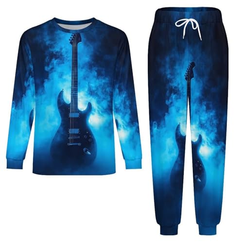 Guitar Music Mens Pajamas Set Long Sleeve Sleepwear Pjs Set Shirts And Bottoms Sleep Sets Loungwear4