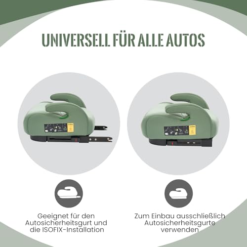 Jovikids Sitzerhöhung Auto Kinder ISOFIX, ECE R129 Kindersitzerhöhung 125-150cm, Verdickter Stoffbezug & Isofix Einführhilfe… – Ansicht 5