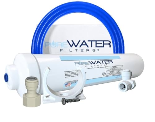 PureWater Filters Under Sink Water Filtration Kit, Made in USA, 1 Year Water Filter Cartridge Included
